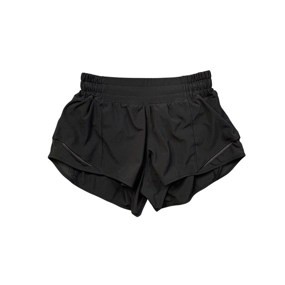 Lululemon Shorts Womens 2 Black Hotty Hot Lined Mesh Panel Reflective Running